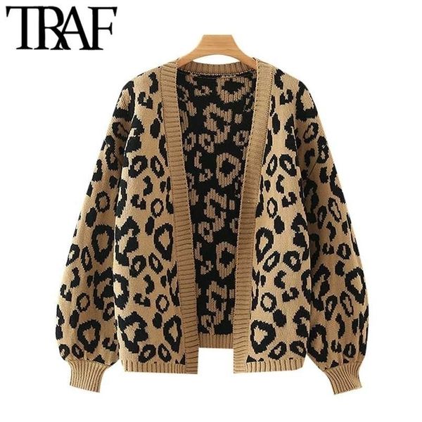 traf women fashion leopard pattern loose knitted cardigan sweater vintage lantern sleeve female outerwear chic 211022, White;black
traf women fashion leopard pattern loose knitted cardigan sweater vintage lantern sleeve female outerwear chic 211022, White;black