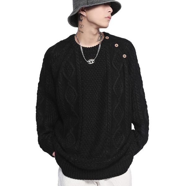 men's sweaters streetwear men knitted sweater black crewneck sweatshirt 2021, White;black
men's sweaters streetwear men knitted sweater black crewneck sweatshirt 2021, White;black
