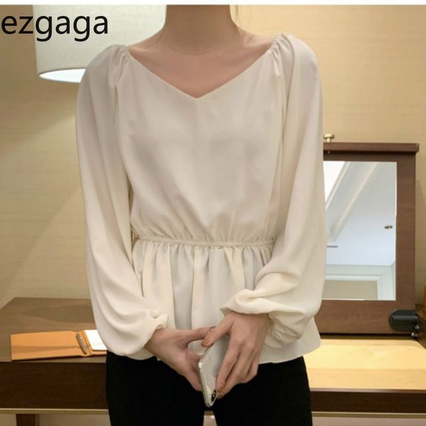 ezgaga women shirts spring new fashion v-neck simple long sleeve korean chic ruched loose slim waist ruffles elegant female 210430, White
ezgaga women shirts spring new fashion v-neck simple long sleeve korean chic ruched loose slim waist ruffles elegant female 210430, White