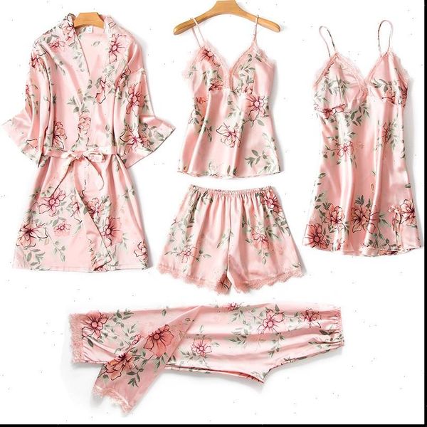 blue floral pajamas set womens sleepwears satin 5pcs sleep spring summer pyjamas suit v neck nightwear home clothes, Black;red
blue floral pajamas set womens sleepwears satin 5pcs sleep spring summer pyjamas suit v neck nightwear home clothes, Black;red