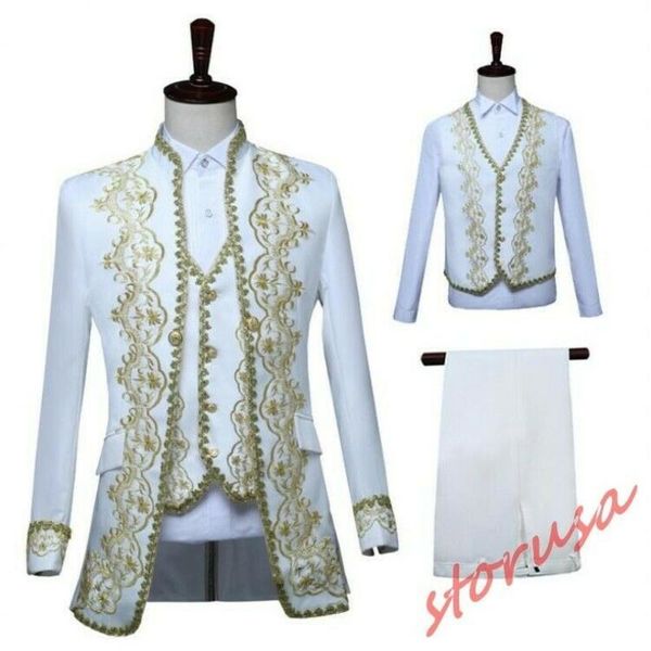 3pcs mens royal gown embroidery floral dinner suit coat blazer vest pants tuxedo plus size 2021 men's suits & blazers, White;black
3pcs mens royal gown embroidery floral dinner suit coat blazer vest pants tuxedo plus size 2021 men's suits & blazers, White;black