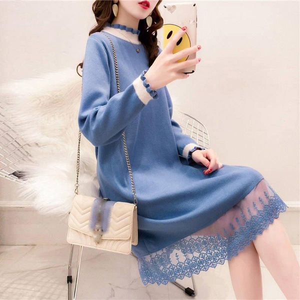 casual dresses women autumn winter sweater knitted loose elastic o-neck long sleeve lace lady bodycon robe vestidos, Black;gray
casual dresses women autumn winter sweater knitted loose elastic o-neck long sleeve lace lady bodycon robe vestidos, Black;gray