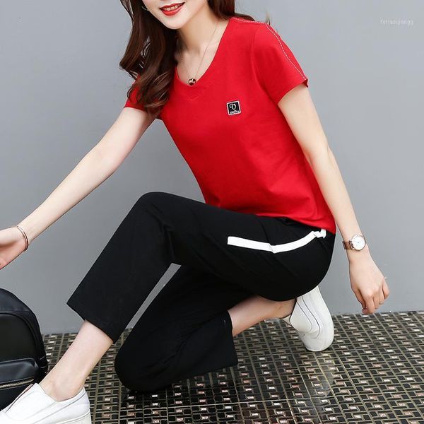 t-shirt nine pants casual suit women spring summer 2021 v-neck slim running red white two-piece plus size -4xl bs7309 women's tracksui, Gray
t-shirt nine pants casual suit women spring summer 2021 v-neck slim running red white two-piece plus size -4xl bs7309 women's tracksui, Gray