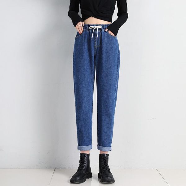 women's jeans high-quality korean straight casual elastic waist lace-up high-waist loose old ankle length pants women, Blue
women's jeans high-quality korean straight casual elastic waist lace-up high-waist loose old ankle length pants women, Blue