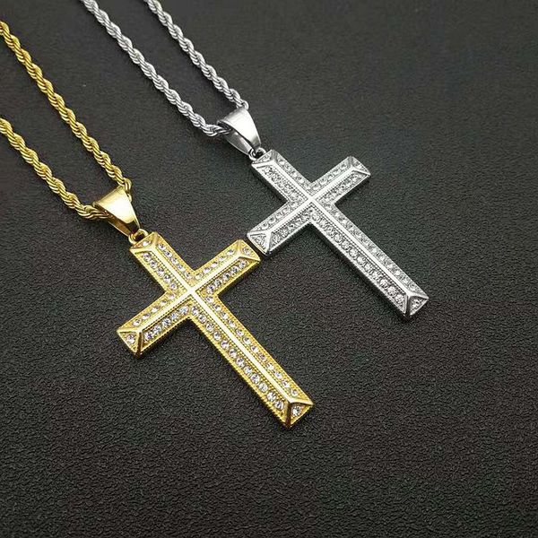 stainless steel hip hop crystal cross pendant necklaces for women men fashion jewelry party club decor, Silver
stainless steel hip hop crystal cross pendant necklaces for women men fashion jewelry party club decor, Silver