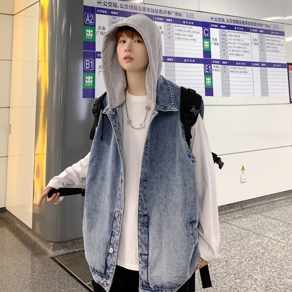 men's vests jean jacket hooded japan style vintage sleeveless loose outwear harajuku handsome trendy waistcoat mens outerwear svec, Black;white
men's vests jean jacket hooded japan style vintage sleeveless loose outwear harajuku handsome trendy waistcoat mens outerwear svec, Black;white