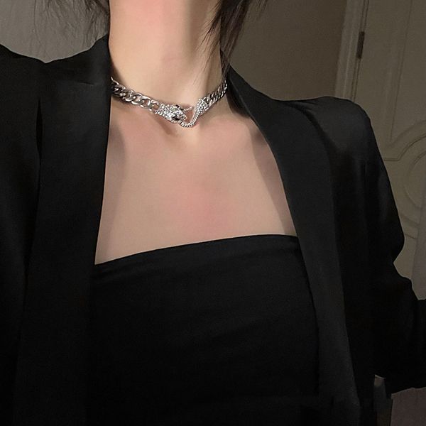 non mainstream hip hop fashion design sense diamond snake necklace east gate net red temperament personality collar chain, Silver
non mainstream hip hop fashion design sense diamond snake necklace east gate net red temperament personality collar chain, Silver