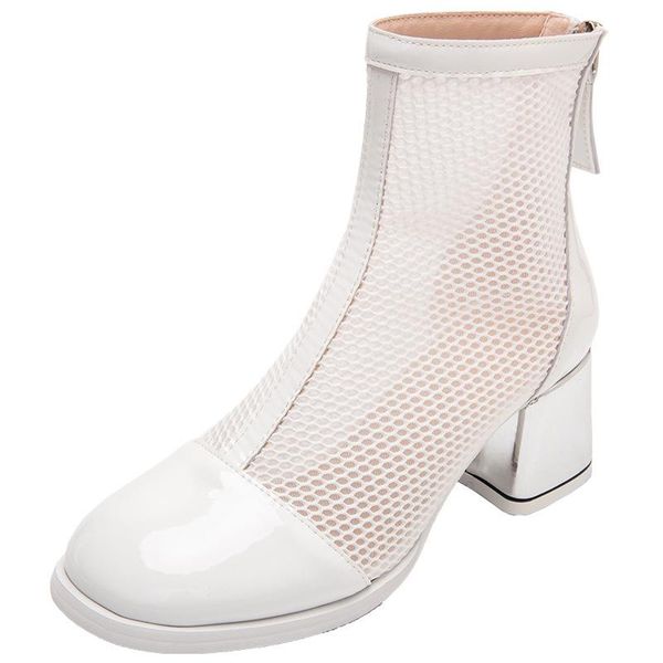 women's mesh short boots net hollow zipper heightened tube thick medium heel women casual high heels sandals, Black
women's mesh short boots net hollow zipper heightened tube thick medium heel women casual high heels sandals, Black
