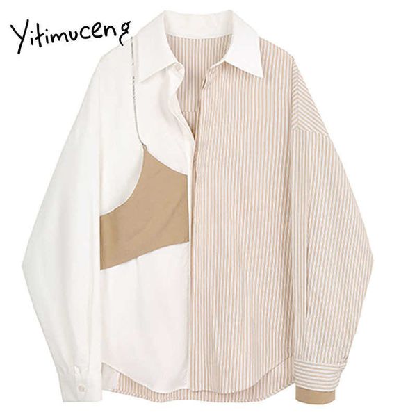 yitimuceng striped patchwork blouse women button shirts loose spring fashion turn-down collar long sleeve casual 210601, White
yitimuceng striped patchwork blouse women button shirts loose spring fashion turn-down collar long sleeve casual 210601, White