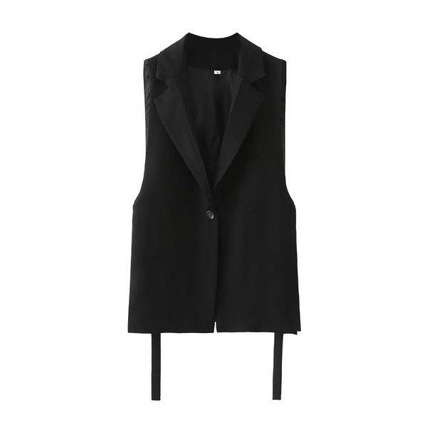 women's vests women 2021 fashion solid side slit one-button vest vintage suit collar sleeveless outerwear chic veste femme, Black;white
women's vests women 2021 fashion solid side slit one-button vest vintage suit collar sleeveless outerwear chic veste femme, Black;white