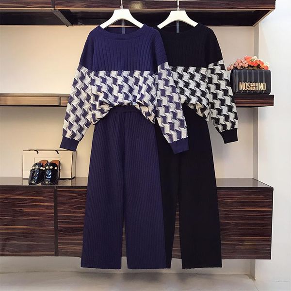 women's two piece pants houndstooth knitted tracksuit women o-neck loose split pullover sweater and wide leg trousers sets outfits fema, White
women's two piece pants houndstooth knitted tracksuit women o-neck loose split pullover sweater and wide leg trousers sets outfits fema, White