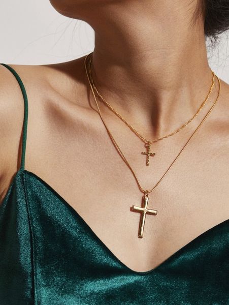 n6061 necklace classic simple religious elements cross pendant short neckchain jewelry two piece set, Silver
n6061 necklace classic simple religious elements cross pendant short neckchain jewelry two piece set, Silver