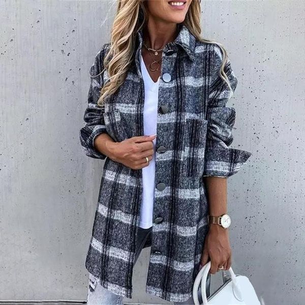 women's wool & blends fashion winter women casual pockets lattice plaid printed lapel long sleeve jacket coat warm overcoat chaqueta m, Black
women's wool & blends fashion winter women casual pockets lattice plaid printed lapel long sleeve jacket coat warm overcoat chaqueta m, Black