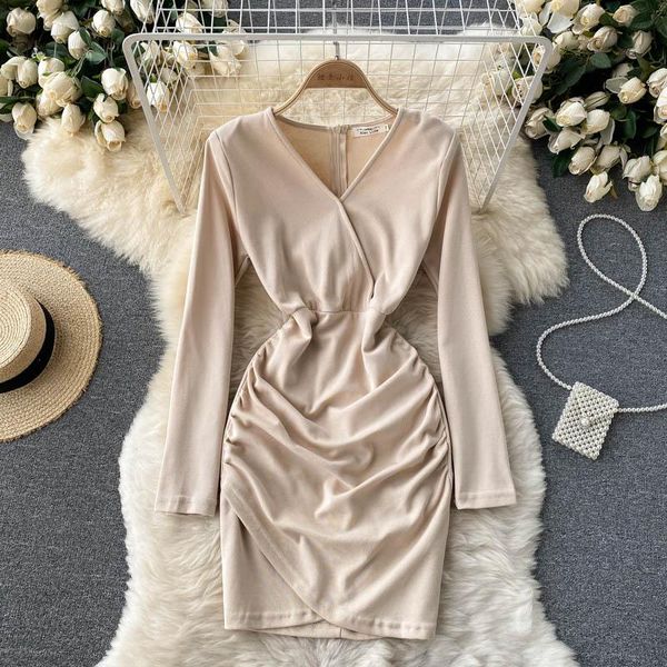 casual dresses autumn 2021 temperament vestidos female v-neck long-sleeved pleated back zipper bag hip mini dress df748, Black;gray
casual dresses autumn 2021 temperament vestidos female v-neck long-sleeved pleated back zipper bag hip mini dress df748, Black;gray
