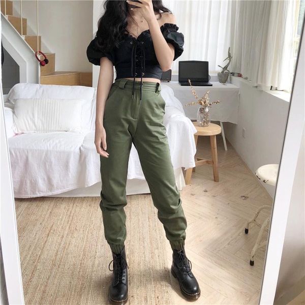 women's pants & capris 2021 women punk style high waist harem solid cool pockets casual trousers, Black;white
women's pants & capris 2021 women punk style high waist harem solid cool pockets casual trousers, Black;white