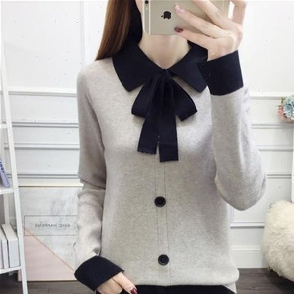 women sweater popular butterfly collar womens sweet bow lace up pullover long sleeved button bottoming, White;black
women sweater popular butterfly collar womens sweet bow lace up pullover long sleeved button bottoming, White;black