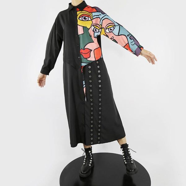 casual dresses autumn spring spliced printed patchwork steel ring full sleeve single breasted dress female, Black;gray
casual dresses autumn spring spliced printed patchwork steel ring full sleeve single breasted dress female, Black;gray
