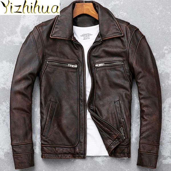 men's leather & faux azazel genuine jacket real cow men clothing motorcycle jackets 5xl retro red brown clothes jaqueta lxr390, Black
men's leather & faux azazel genuine jacket real cow men clothing motorcycle jackets 5xl retro red brown clothes jaqueta lxr390, Black