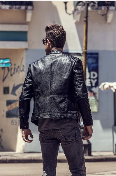 men's fur & faux m-3xl 2021 spring male leather jacket slim short design motorcycle pu clothing stand collar outerwear, Black
men's fur & faux m-3xl 2021 spring male leather jacket slim short design motorcycle pu clothing stand collar outerwear, Black