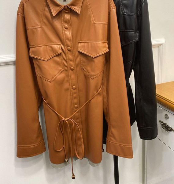 2021 autumn and winter belt plain women's lapel locomotive imitation leather jacket 7ibe, Black
2021 autumn and winter belt plain women's lapel locomotive imitation leather jacket 7ibe, Black