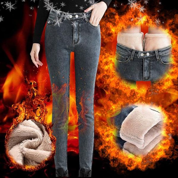 women's jeans winter women thicken stretch skinny fleece woman high waist button black warm lady vintage denim pencil korean pants, Blue
women's jeans winter women thicken stretch skinny fleece woman high waist button black warm lady vintage denim pencil korean pants, Blue