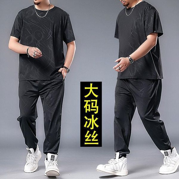 summer plus ice silk men's short sleeve t-shirt fashion suit sports leisure two piece set tracksuits, Gray
summer plus ice silk men's short sleeve t-shirt fashion suit sports leisure two piece set tracksuits, Gray