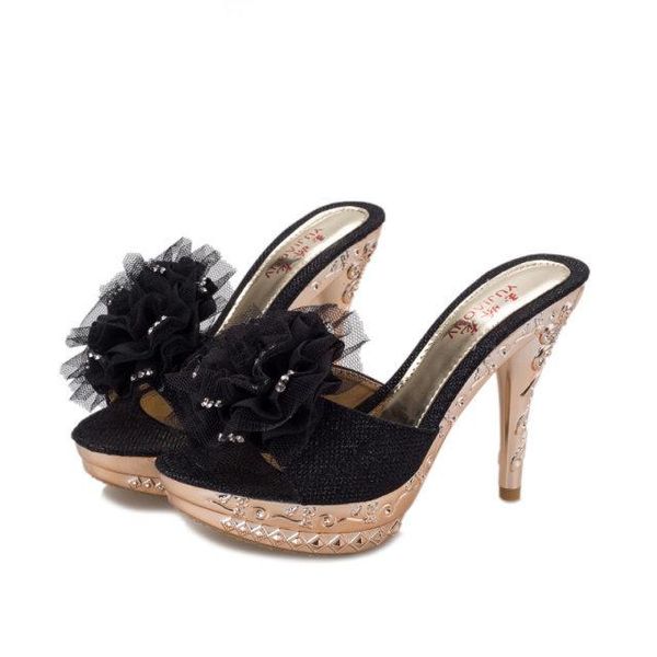 slippers eagsity spring summer floral sequined stiletto heels women high heel slipper peep toe platform pumps sandals shoes golden silver, Black 
slippers eagsity spring summer floral sequined stiletto heels women high heel slipper peep toe platform pumps sandals shoes golden silver, Black