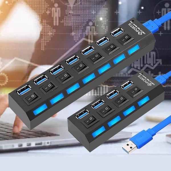 hubs black multiple expander hub 4/7 usb 3.0 ports splitter dock individual switch power adapter blue led for pc smartphones
hubs black multiple expander hub 4/7 usb 3.0 ports splitter dock individual switch power adapter blue led for pc smartphones