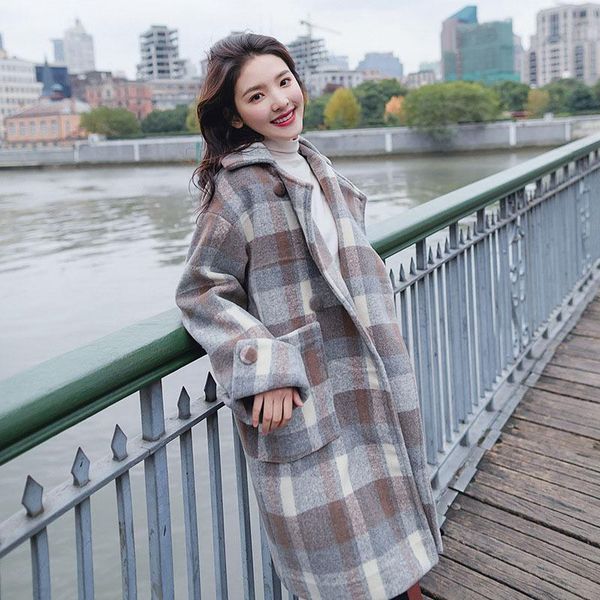 women's wool & blends 2021 autumn/winter woolen coat long plaid thickening fashion tk29, Black
women's wool & blends 2021 autumn/winter woolen coat long plaid thickening fashion tk29, Black