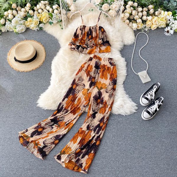 women's tracksuits summer sets vacation style printed short camisole pleated high-waist wide-leg pants two-piece casual nn96a ipal, Gray
women's tracksuits summer sets vacation style printed short camisole pleated high-waist wide-leg pants two-piece casual nn96a ipal, Gray