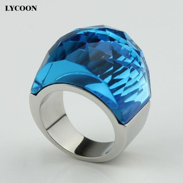 316l stainless steel band with big crystal rings in transparent lake blue color for women cluster, Golden;silver
316l stainless steel band with big crystal rings in transparent lake blue color for women cluster, Golden;silver