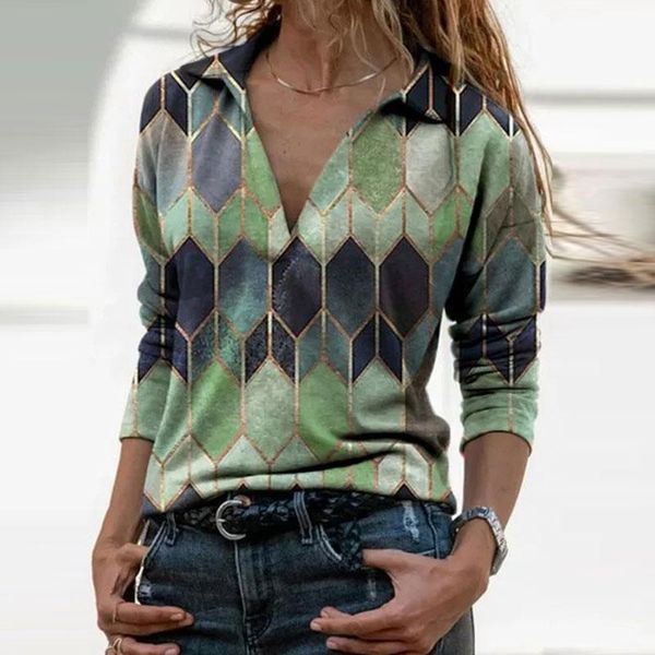 women long sleeve tees spring v neck t-shirt geometric print tunic pullover vintage female zipper loose shirt women's, White
women long sleeve tees spring v neck t-shirt geometric print tunic pullover vintage female zipper loose shirt women's, White