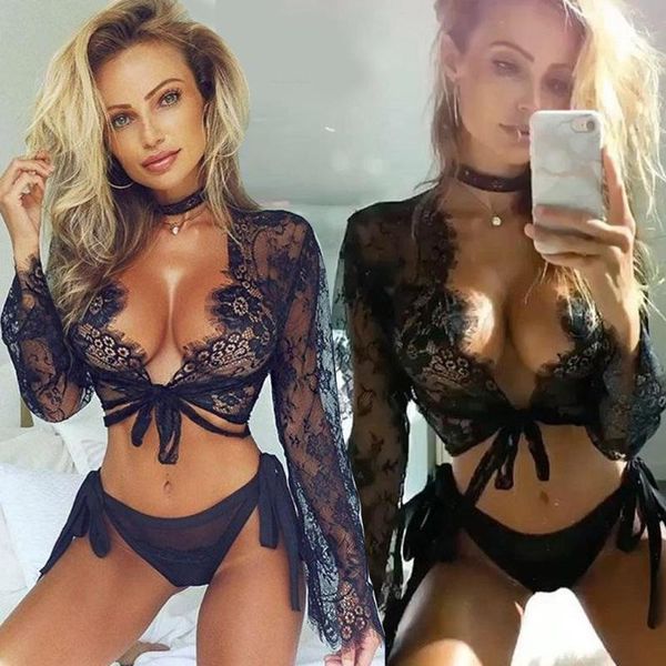 bras sets women summer floral lace cardigan deep v-neck long sleeve bandage perspective, hollow out, Red;black
bras sets women summer floral lace cardigan deep v-neck long sleeve bandage perspective, hollow out, Red;black