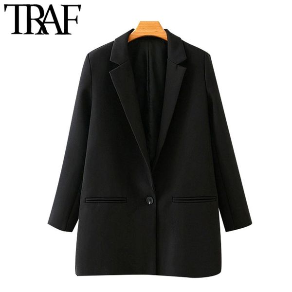 traf women fashion office wear single button blazers coat vintage long sleeve pockets female outerwear chic 211019, White;black
traf women fashion office wear single button blazers coat vintage long sleeve pockets female outerwear chic 211019, White;black
