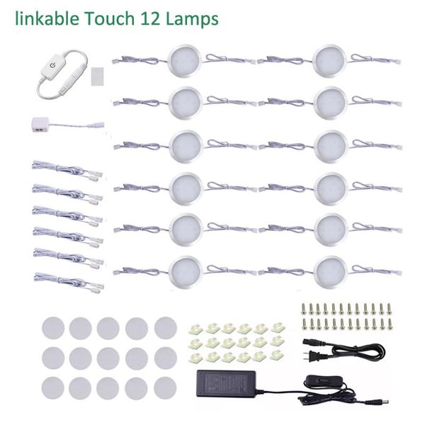 white cable led 12 packs linkable touch dimmable under cabinet lighting kit puck lights for counter kitchen case eu/us/uk plug light
white cable led 12 packs linkable touch dimmable under cabinet lighting kit puck lights for counter kitchen case eu/us/uk plug light