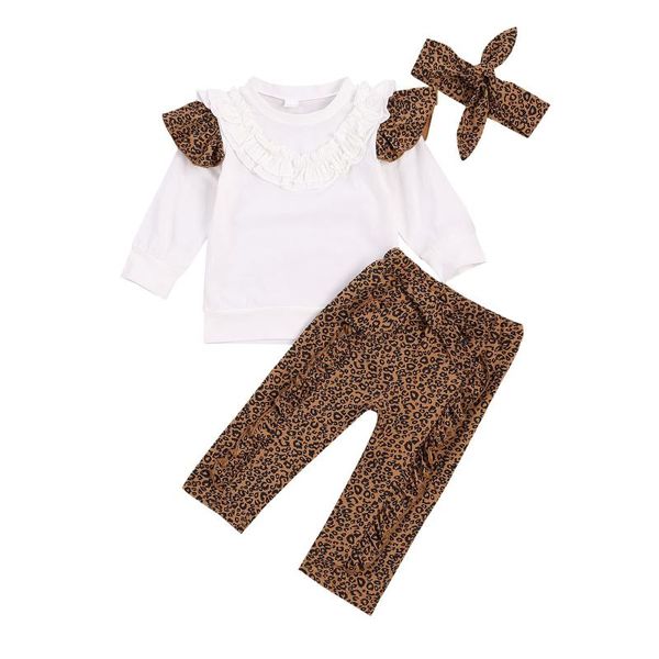 clothing sets 2021 fashion autumn children's baby girls set long sleeve leopard ruffle trousers bow hair band suit for toddlers, White
clothing sets 2021 fashion autumn children's baby girls set long sleeve leopard ruffle trousers bow hair band suit for toddlers, White