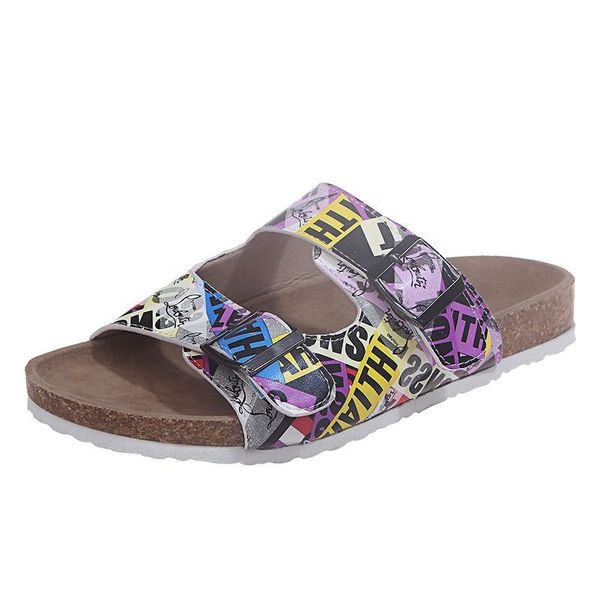 colorful letters print slippers double metal buckles outdoor sandals woman slides shoes, Black
colorful letters print slippers double metal buckles outdoor sandals woman slides shoes, Black