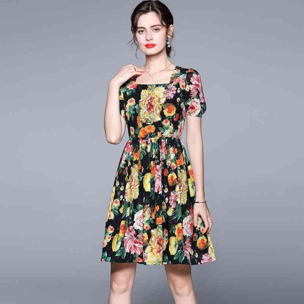 banulin fashion runway summer dress women's square collar short sleeve casual vintage floral printed vestidos 210603, Black;gray
banulin fashion runway summer dress women's square collar short sleeve casual vintage floral printed vestidos 210603, Black;gray