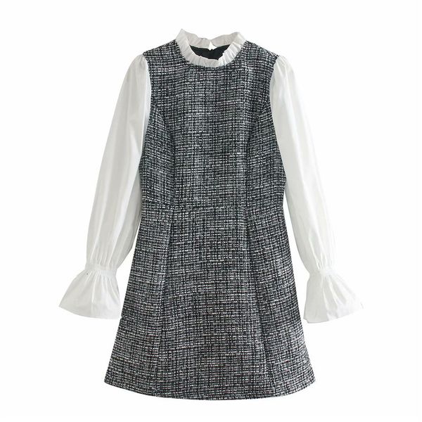 casual dresses women fashion patchwork long lantern sleeve za autumn plaid chic ladies stand collar ruffles high waist mini dress, Black;gray
casual dresses women fashion patchwork long lantern sleeve za autumn plaid chic ladies stand collar ruffles high waist mini dress, Black;gray