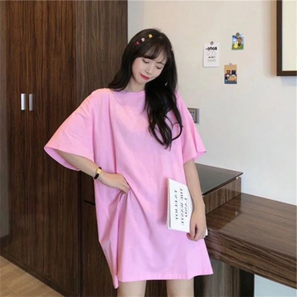 women's fashion t shirt dress solid loose t-shirt long styles o-neck candy colors short sleeve tees casual streetwear 210320, White
women's fashion t shirt dress solid loose t-shirt long styles o-neck candy colors short sleeve tees casual streetwear 210320, White