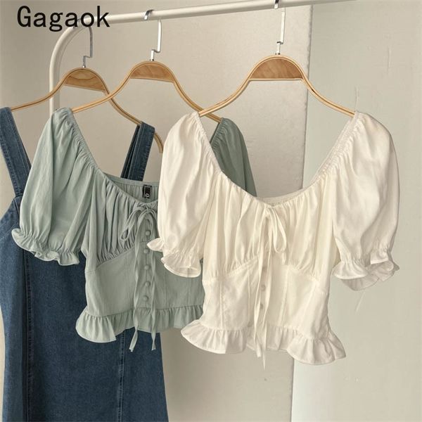 blusas women summer solid square collar sweet short lace up shirts slim korean fashion chic wild blouses 210531, White
blusas women summer solid square collar sweet short lace up shirts slim korean fashion chic wild blouses 210531, White