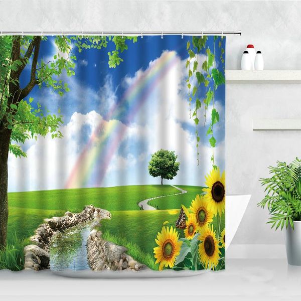 blue sky natural scenery rainbow bathroom shower curtains screen yellow sunflower butterfly trees grass modern decor curtain set
blue sky natural scenery rainbow bathroom shower curtains screen yellow sunflower butterfly trees grass modern decor curtain set