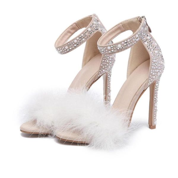 women sandals pumps summer rhinestone zipper feather high heel apricot wedding party dance shoes stiletto, Black
women sandals pumps summer rhinestone zipper feather high heel apricot wedding party dance shoes stiletto, Black