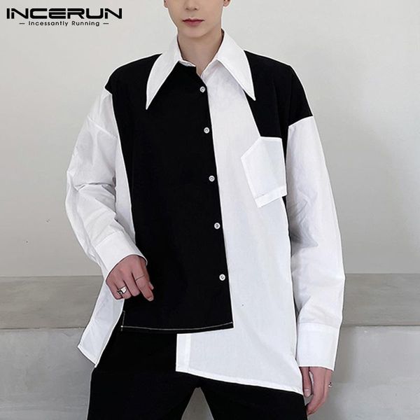 men's casual shirts incerun 2021 fashion men shirt patchwork streetwear lapel long sleeve button camisas personality irregular s-5xl, White;black
men's casual shirts incerun 2021 fashion men shirt patchwork streetwear lapel long sleeve button camisas personality irregular s-5xl, White;black