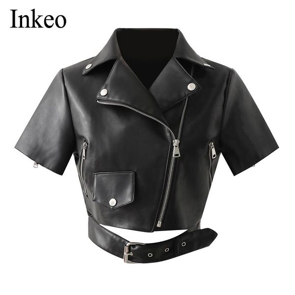 women short sleeve faux leather jacket 2021 autumn winter fashion pu coat high waist zipper midi skirt inkeo 9o028 women's jackets, Black;brown
women short sleeve faux leather jacket 2021 autumn winter fashion pu coat high waist zipper midi skirt inkeo 9o028 women's jackets, Black;brown