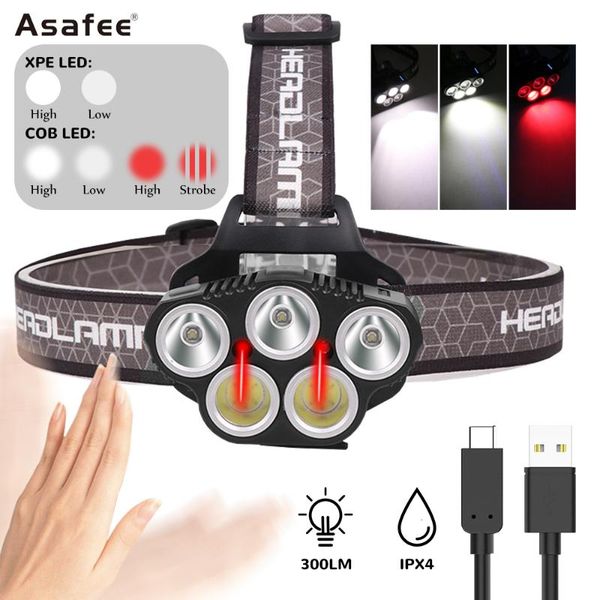 headlamps asafee super bright led headlamp xpe+cob type-c usb rechargeable built-in battery ipx4 waterproof camping hunting head lamp
headlamps asafee super bright led headlamp xpe+cob type-c usb rechargeable built-in battery ipx4 waterproof camping hunting head lamp
