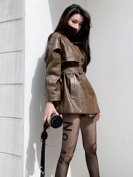 women's leather & faux korean version cool handsome loose campera mujer mid-length jacket 2021 black plus velvet lace-up pu casacos fem
women's leather & faux korean version cool handsome loose campera mujer mid-length jacket 2021 black plus velvet lace-up pu casacos fem