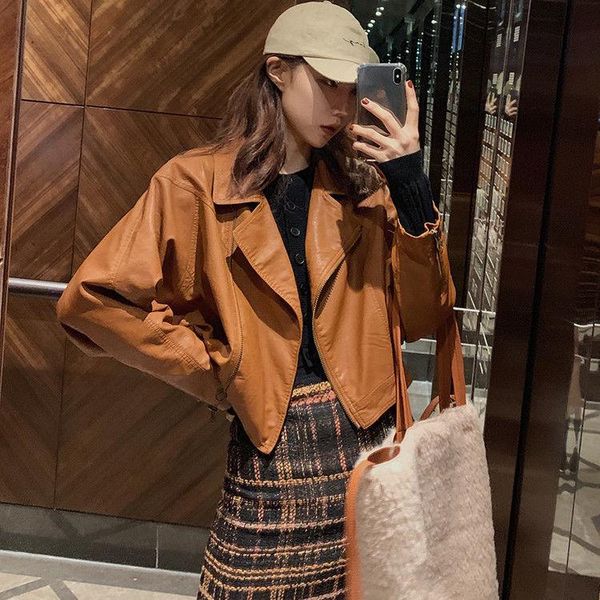women's leather & faux autumn fashion punk outwear casual loose turn-down collar moto bike pu jacket women long sleeve coats x540, Black
women's leather & faux autumn fashion punk outwear casual loose turn-down collar moto bike pu jacket women long sleeve coats x540, Black