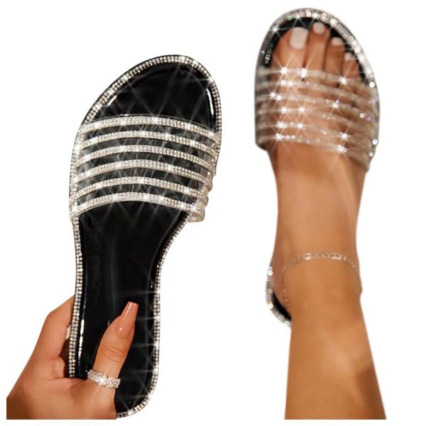 ladies' fashionable slippers summer outdoor flat shoes large size rhinestone casual multicolor sparkle sandals #10, Black
ladies' fashionable slippers summer outdoor flat shoes large size rhinestone casual multicolor sparkle sandals #10, Black