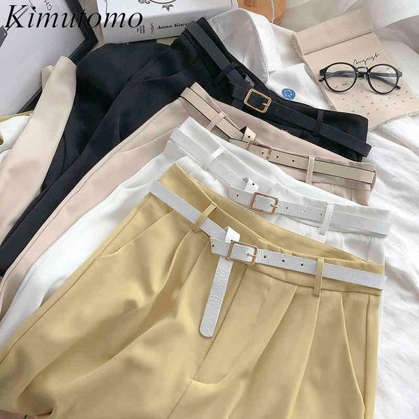 kimutomo high waist thin straight pants women spring summer korean fashion solid casual pockets chic bottoms with belt 210521, Black;white
kimutomo high waist thin straight pants women spring summer korean fashion solid casual pockets chic bottoms with belt 210521, Black;white